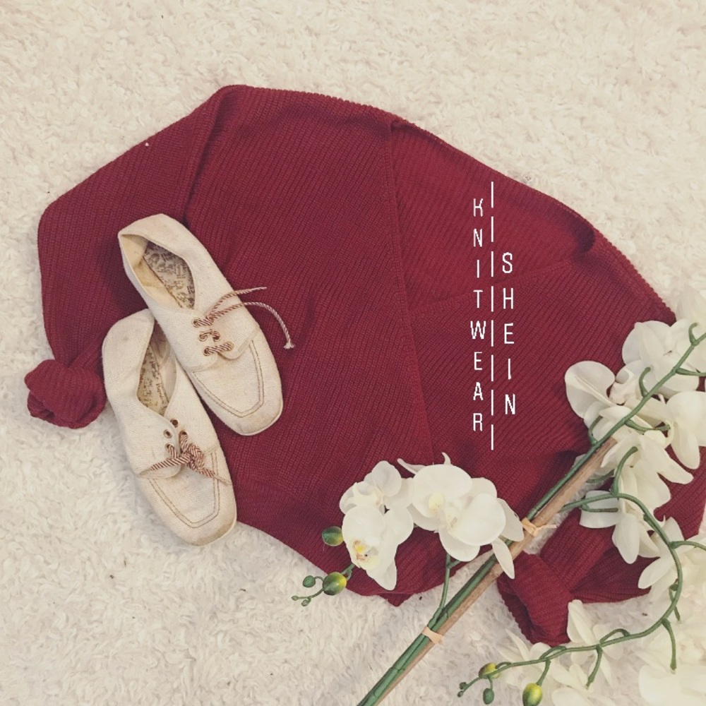 knitwear | shein burgundy cross-over knit | m